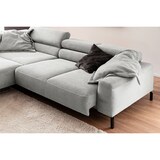 thumbnail of KAWOLA Sofa DELIA Ecksofa Cord hellgrau mit motorischem Sitzvorzug Recamiere links