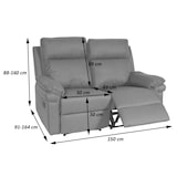 thumbnail of 2-zits bioscoopfauteuil HWC-L94, relax TV-fauteuil met armleuning, relaxfunctie Nosag-vering stof/textiel ~ lichtgrijs
