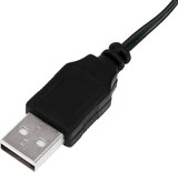 Ein schwarzes USB-Kabel mit einem Stecker.