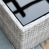 thumbnail of Muebles de Jardín de Ratán 4 Piezas Mesa de Centro de Vidrio Sofá Doble y 2 Sofás Esquineros con Cojines Desenfundables para Terraza Exterior