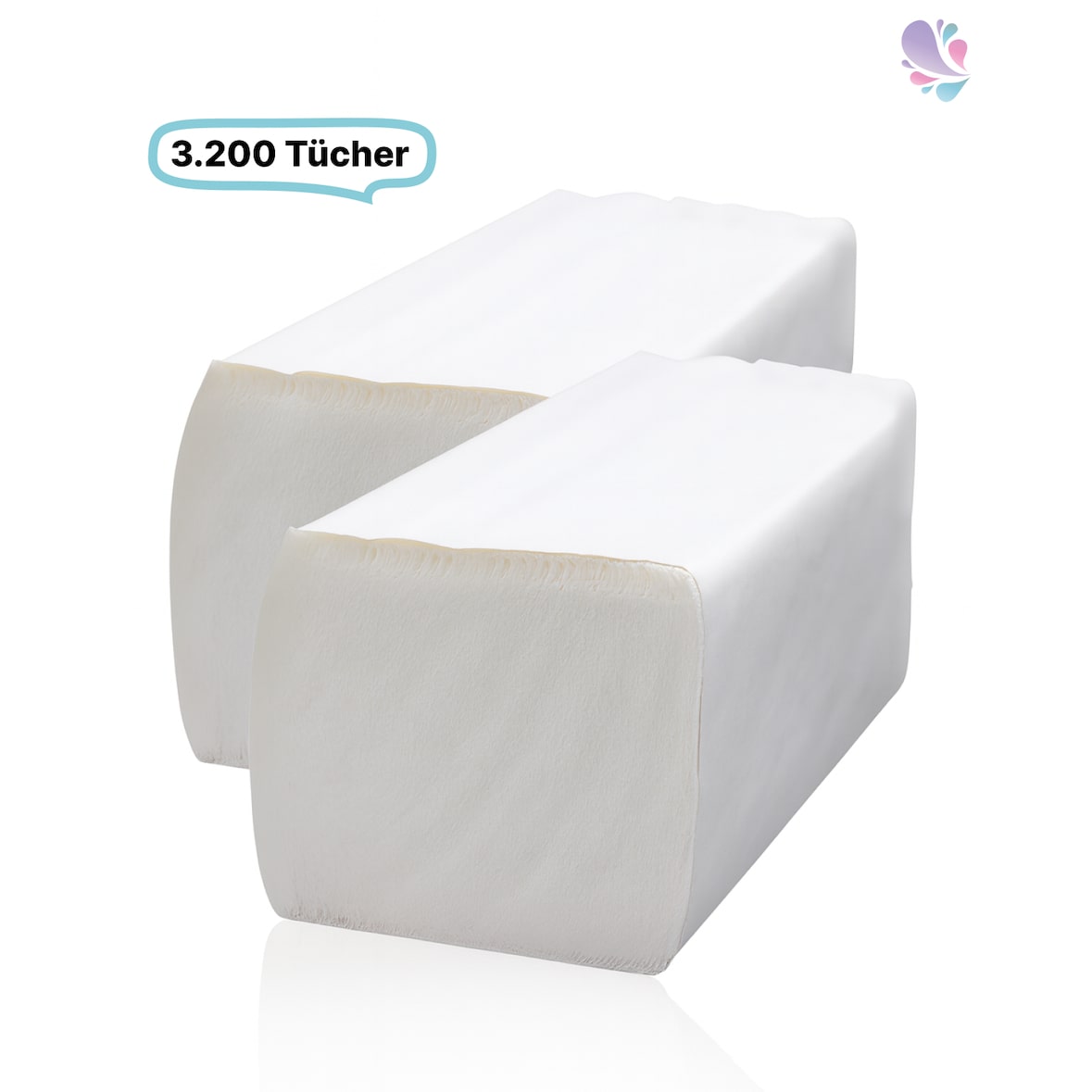 Falthandtücher 2-lg, hochweiß, Recyclingpapier,  3.200 Blatt, EU ECO-Label zertifiziert