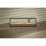 thumbnail of KAWOLA Garderobe NEREA Akazie Metall Hutablage mit Baumkante 6 Haken schwarz