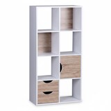 thumbnail of Großes Bücherregal in Sonoma Eiche und Weiß, modernes Design, 8 Fächer für Stauraum, multifunktional als Raumteiler nutzbar | Kadima Design