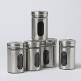 thumbnail of Gewürzstreuer Edelstahl Dosen Sichtfenster 3 Streumöglichkeiten 5Stück