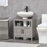 thumbnail of kleankin mueble para debajo del lavabo armario de suelo para baño de madera con 2 puertas y estante abierto estilo moderno 60x30x60 cm gris