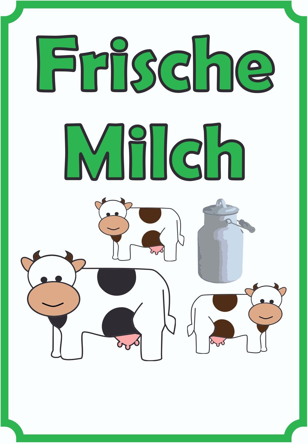 Frische Milch Schild Hochkant A6 (105x148mm)