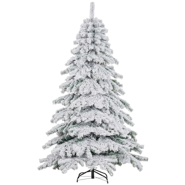 HOMCOM Árvore de Natal Ø116x180 cm Neve Artificial com 627 Pontas de PVC Base Dobrável e Suporte de Metal Decoração de Natal