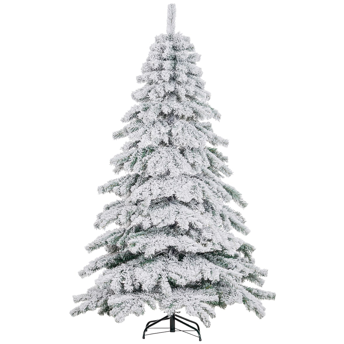 Árbol de Navidad 180 cm árbol de Navidad artificial nevado con 627 ramas y soporte de metal árbol de Navideño para salón verde y blanco
