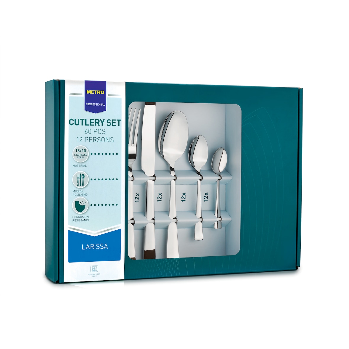 METRO PROFESSIONAL Juego de cubiertos Larissa, acero inoxidable 18/10, 60 piezas