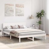 thumbnail of vidaXL Bettrahmen mit Kopfteil Weiß 200 x 200 cm Massives Kiefernholz