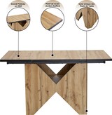 thumbnail of Esstisch rechteckig 139x80x75  MDF Hellbraun Holzoptik mit hohlem Basisdesign stabiler Tisch für Küche Esszimmer Büro modern