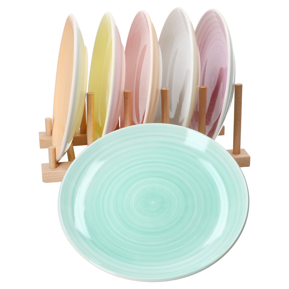 Pastello 6er Set Kuchenteller Steingut 6 Pers bunt Dessert-Teller Pastell-Farben