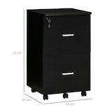 thumbnail of Cajonera de Oficina Mueble Auxiliar para Archivos con 2 Cajones Cerradura de 2 Llaves 5 Ruedas 2 Frenos para Estudio Despacho Dormitorio 43x45x72 cm