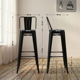 thumbnail of Barhocker LEKEL - Metall Schwarz 44x43x96 cm | Barstuhl Mit Lehne Tresenhocker Tresenstuhl Kneipenhocker Kneipenstuhl