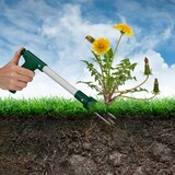 thumbnail of Relaxdays Unkrautstecher, Wurzelstecher zum Unkraut jäten, Auswerfmechanismus, Länge: 37 cm, Distelstecher, grün/silber