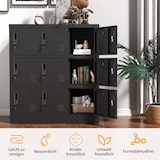 thumbnail of Metallschrank Spind 9 Türen 100x90x40 cm Schwarz mit Schlössern und Kartenfächern, belüftet, pulverbeschichteter Stahl für Büro und Umkleide
