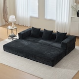 thumbnail of Merax Schlafsofa Modulares 3-Sitzer Sofa mit Seitentaschen – aus Chenille, beliebig kombinierbar, Schwarz