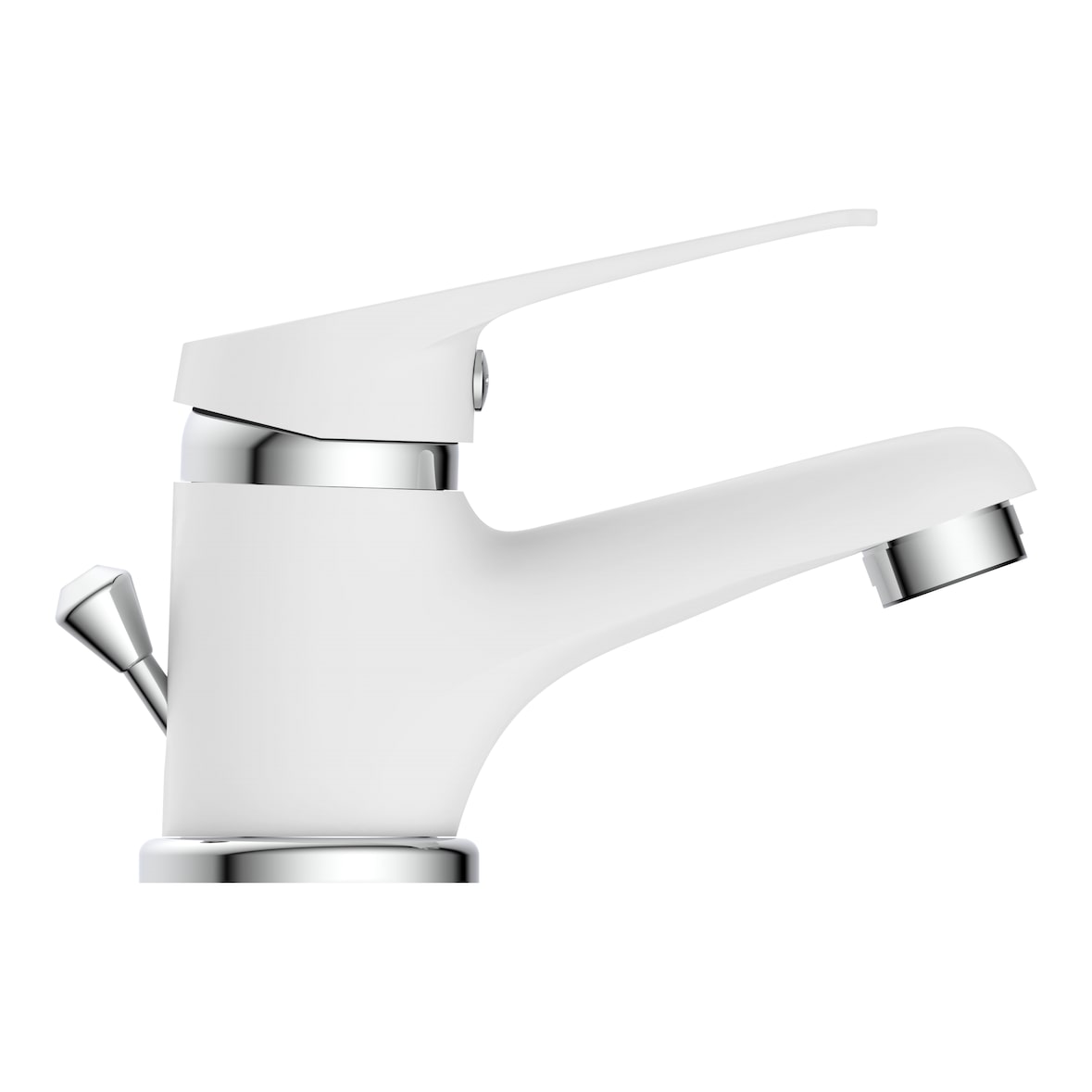 SPEED Waschtischarmatur mit Zugstange, Wasserhahn Bad mit Ablaufgarnitur, Mischbatterie Waschbecken in Weiß/Chrom