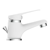 thumbnail of SPEED Waschtischarmatur mit Zugstange, Wasserhahn Bad mit Ablaufgarnitur, Mischbatterie Waschbecken in Weiß/Chrom