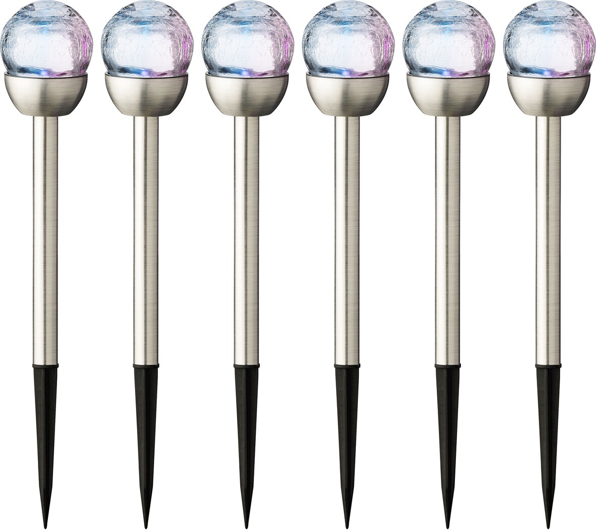 6 LED Solar Außenleuchten 24cm Edelstahl Farbwechsel Gartenlicht Gartenleuchte Gartenlampe Solarlampe Gartenbeleuchtung Wegeleuchte Außen Garten