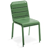 thumbnail of Set van tuintafel en 6 cactusgroene metalen stoelen