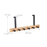 thumbnail of Relaxdays Türgarderobe, 6 Haken, Hakenleiste zum Einhängen, für 2 cm Tür, Bambus & Metall, Kleiderhaken, natur/schwarz