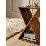 thumbnail of Extravaganter Beistelltisch aus Sheeshamholz, X-förmige Konstruktion, 2 Ablagen. 43x30x60 cm | Kadima Design