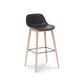 thumbnail of Set di 2 sgabelli da bar neri in stile scandinavo con gambe in legno naturale - Altezza 66 cm