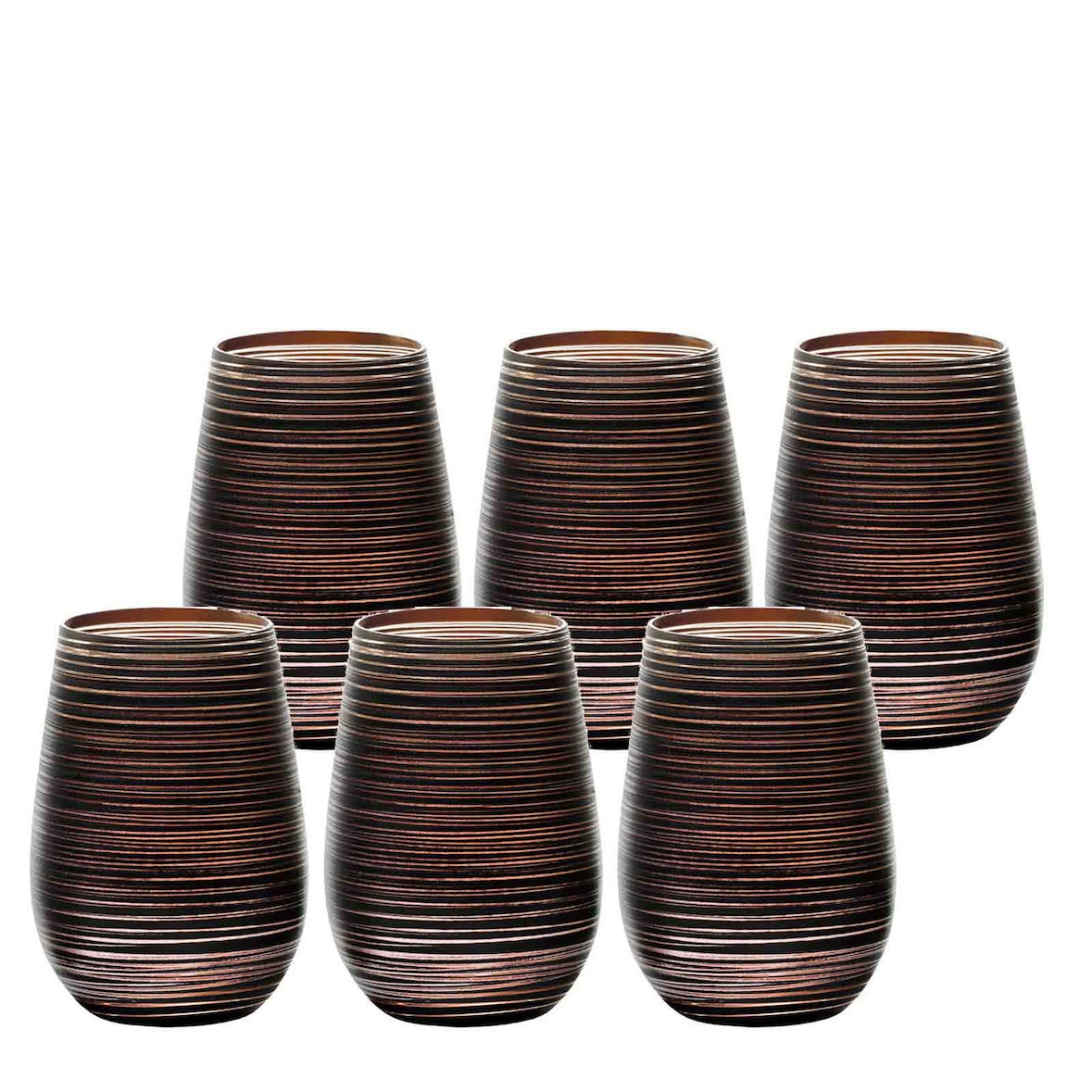 Stölzle Lausitz TWISTER Becher 465 ml schwarz-bronze 6er Set