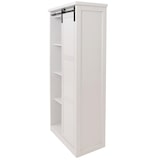 thumbnail of Armoire HWC-K75, commode Highboard, porte coulissante 8 compartiments de rangement, aspect bois métal industriel 163x76x38cm ~ blanc