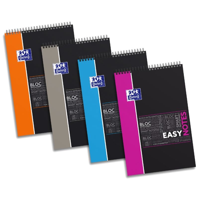 OXFORD Etudiant Bloc EASY NOTE spiralé couverture polypro 160 pages lignées 21x31,5 avec appli SOS NOTES
