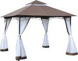 thumbnail of Cenador de Jardín 3x3m con Doble Techo y Mosquiteras Laterales con Cremallera Buena Ventilación para Terraza Eventos Fiestas Bodas Marrón y Blanco