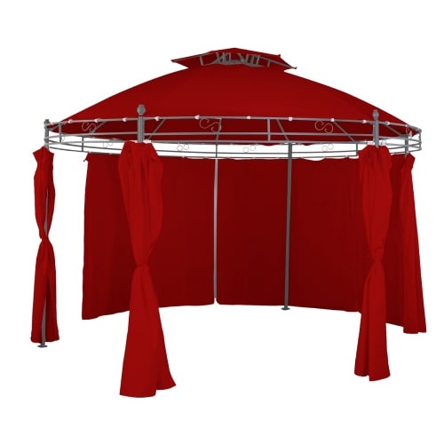 Pavillon ⌀3,5 m Gartenpavillon wasserdicht inkl. Seitenteile Pergola burgundrot : Burgundrot