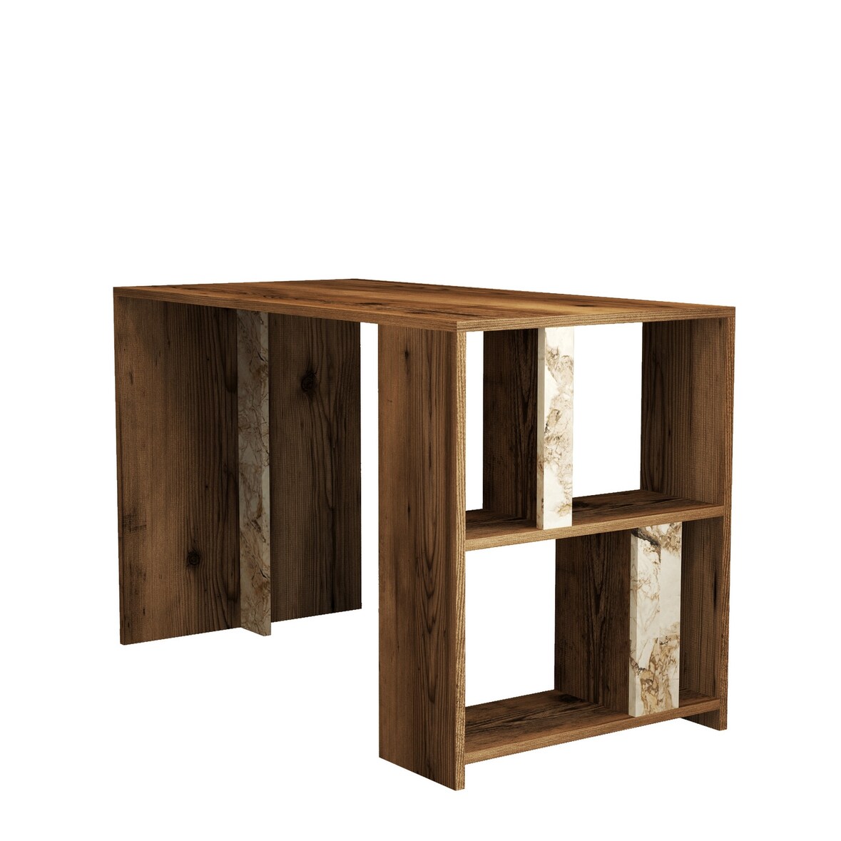 Skye Decor, Lima- Lima DRA, Nussbaumfarbe,,Weiß, Couchtische, 75,4x120x60 cm, 100% Melaminbeschichtete Partikelplatte