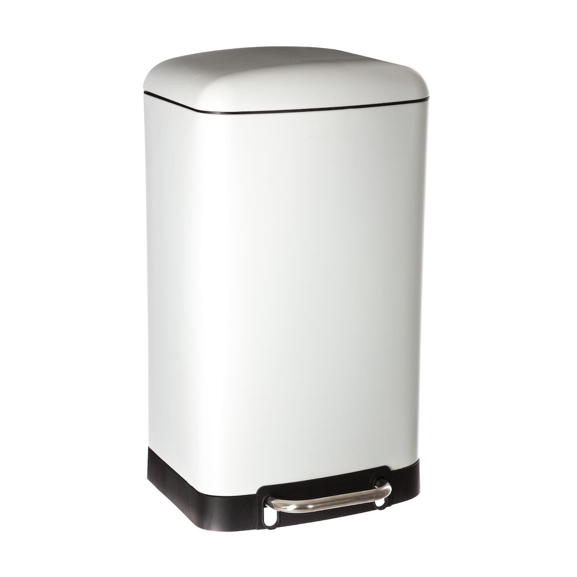 Poubelle 30 Litres en Métal Blanc ouverture à pédale