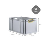 thumbnail of PROREGAL SparSet 5x Eurobox NextGen Color mit Auflagedeckel & Verschlüsse, HxBxT 32x40x60cm, 65L, Grau, Griffe gelb offen, Eurobehälter, Box