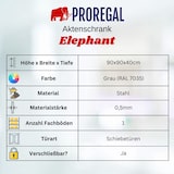 thumbnail of PROREGAL Aktenschrank ELEPHANT mit abschließbaren Schiebetüren | HxBxT 90x90x40cm | 2 Fachböden | Lichtgrau | Metallschrank Ordnerschrank Büroschrank