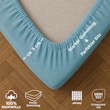 thumbnail of EXKLUSIV HEIMTEXTIL Marke Jersey Spannbettlaken 180 x 200 cm Hellblau 100% Baumwolle Öko - Tex Zertifiziert Bed-Sheet Bettlaken Spannbetttuch Topper