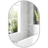 thumbnail of HOMCOM espejo de baño ovalado 60x90 cm con marco de aluminio espejo de pared decorativo horizontal o vertical para salón entrada pasillo plata