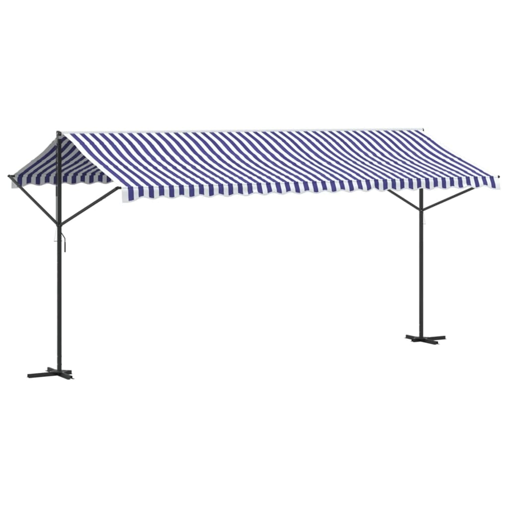vidaXL Freistehende Markise Blau und Weiß 500x300 cm Stoff und Stahl