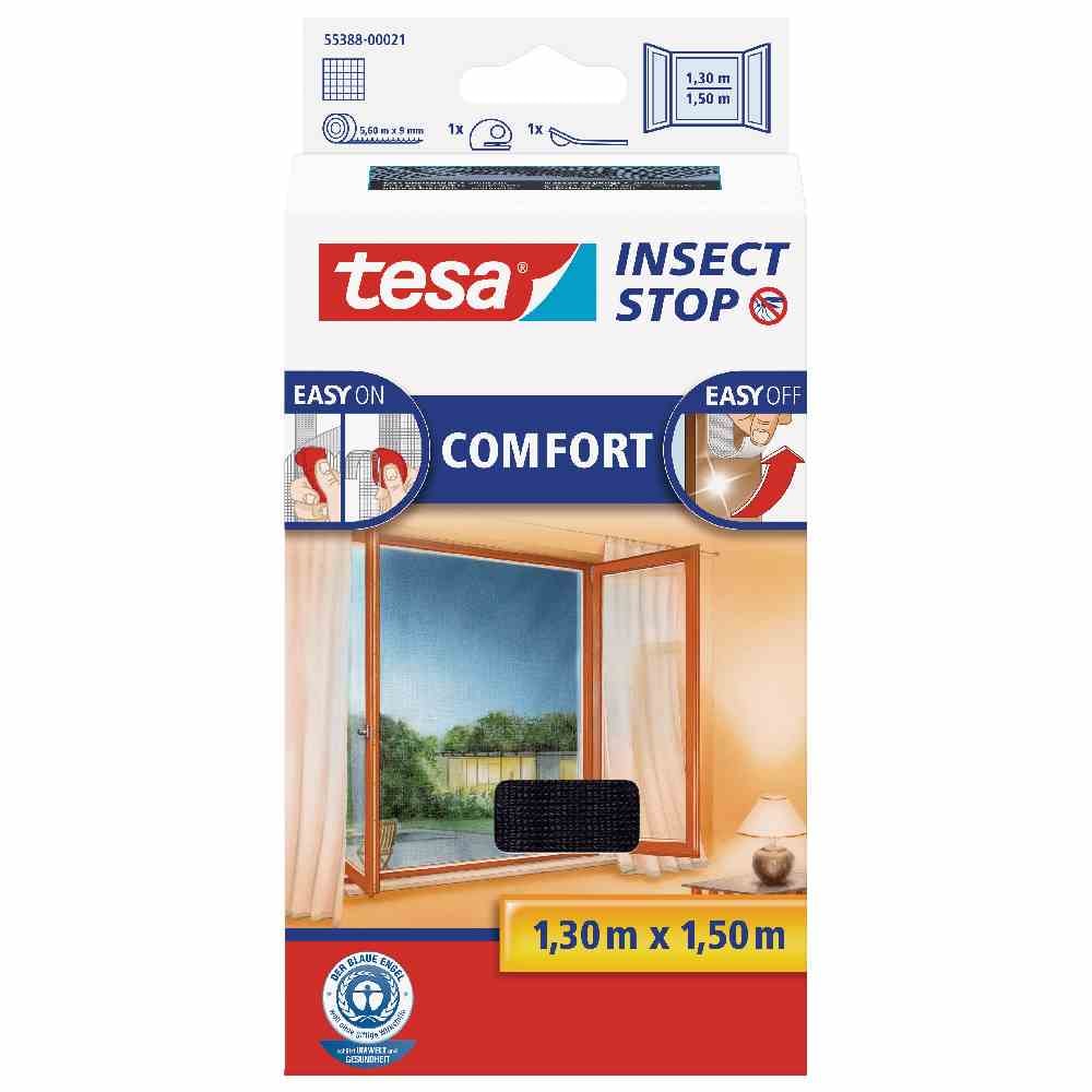 TESA tesa® Insect Stop vliegenhor Vliegenhor voor ramen antraciet 130 x 150 cm