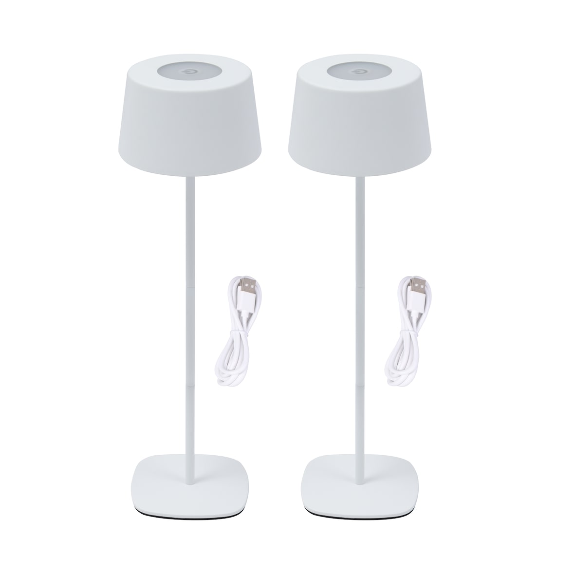 aro Conjunto de 2 candeeiros LED com altura ajustável, aço/plástico, Ø 8.8 cm, ligação USB, desmontável, branco