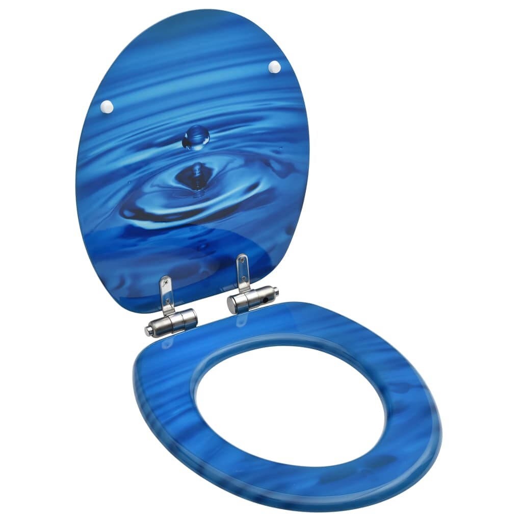 Helloshop26 - WC-Sitz mit Soft-Close-Deckel MDF blau Wassertropfen 02_0002934