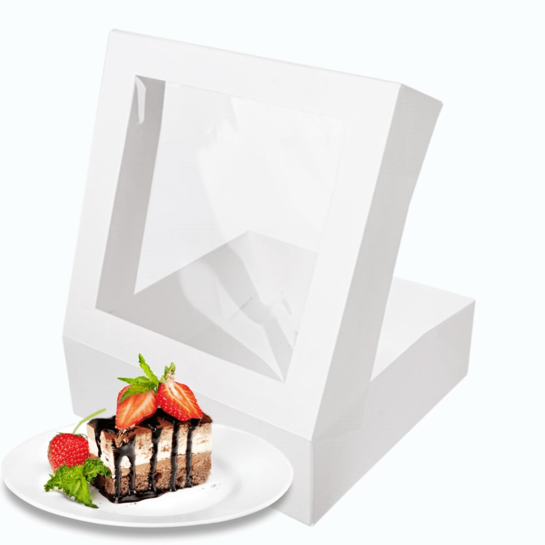 Caixa Cartão Branca c/ Janela e Tampa Incorporada – 24 x 24 x 12 cm (Pack 50)