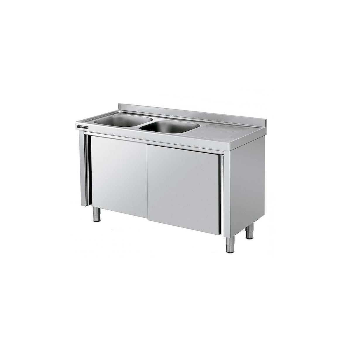 Fregadero industrial acero inoxidable 2 cubas con puertas 1600x700x850mm