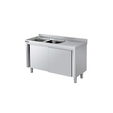 thumbnail of Fregadero industrial acero inoxidable 2 cubas con puertas 1600x700x850mm