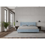 thumbnail of Letto matrimoniale king size con rete imbottito 200x200 microfibra azzurro Adele