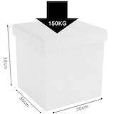 thumbnail of Intirilife Faltbare Sitzhocker 30x30x30 cm in SCHNEE WEIß - Sitzwürfel Fußhocker Aufbewahrungsbox mit Stauraum und Deckel aus Stoff mit Mulden