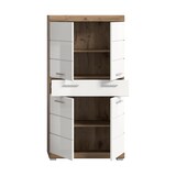 thumbnail of Wave Badschrank 4 Türen, 1 Schublade Weiß hochglanz, Eiche Dekor.