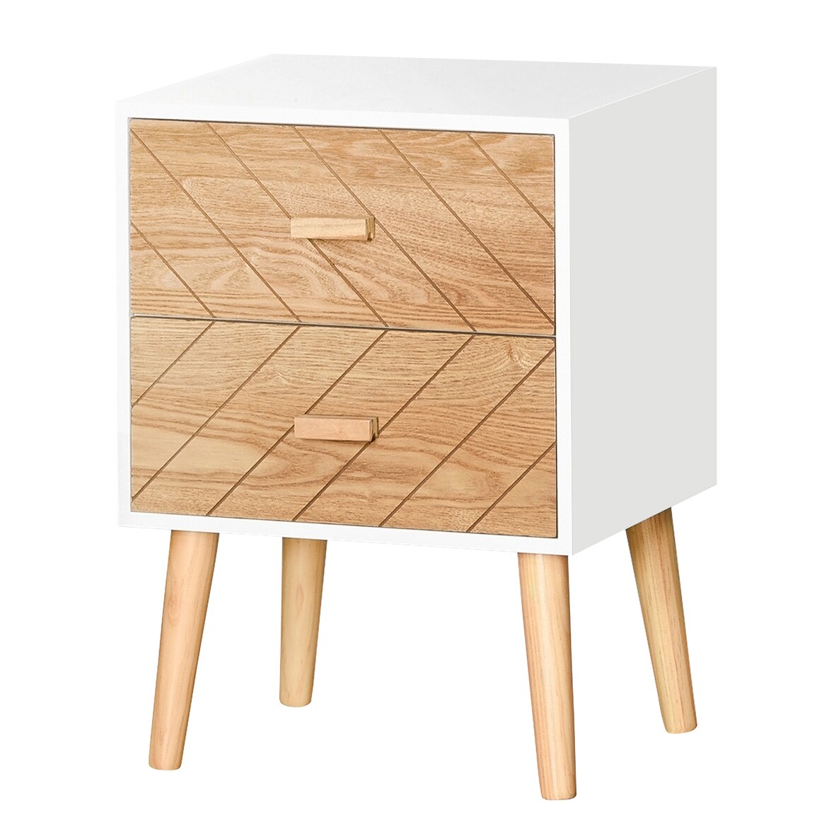 HOMCOM Comodino Camera da Letto Moderno, Comodino Cameretta con 2 Cassetti Ampio Piano, Legno, 40x30x55.5 cm